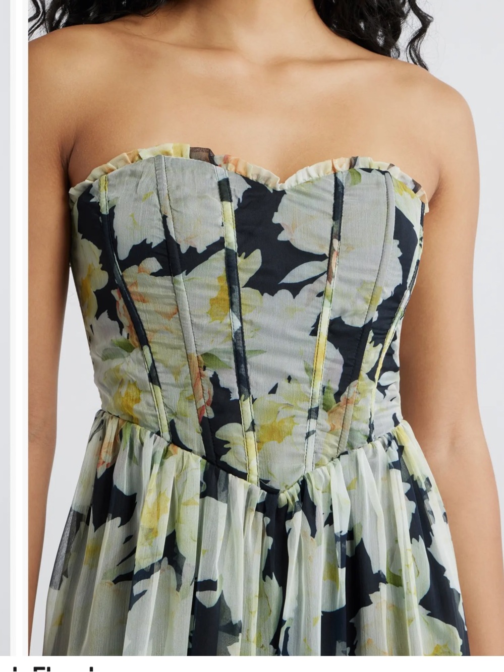 Remi Floral Strapless Corset Maxi Dress
Lulus size M